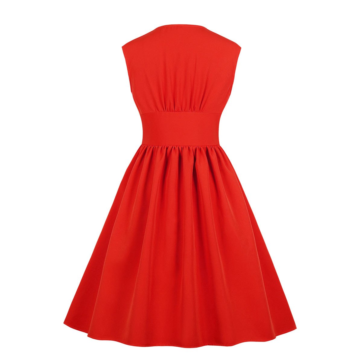 Vintage Button Floral Print High Waist Dresses-Vintage Dresses-Free Shipping at meselling99