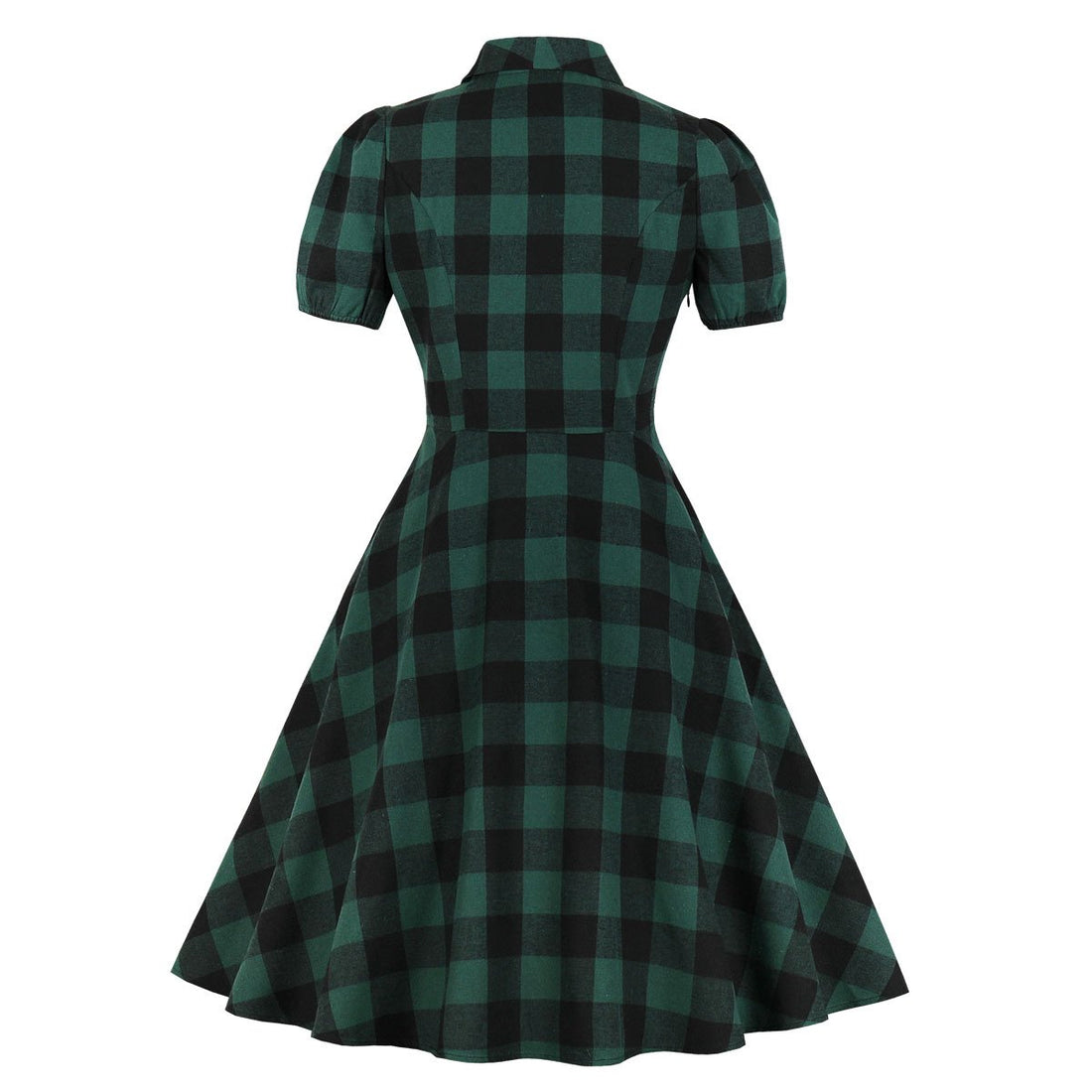 Women Short Sleeves Plaid Vintage Dresses-Vintage Dresses-Free Shipping at meselling99