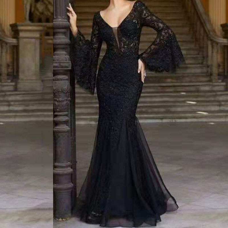 Sexy Black Mermaid Evening Party Long Dresses-Party Dresses-Free Shipping at meselling99