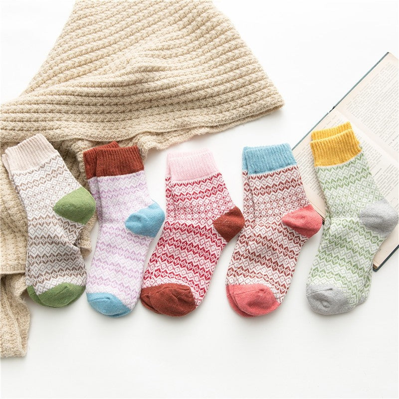 Print Breathable Striped Absorb Sweat Sock(A Set Of Five Pairs)