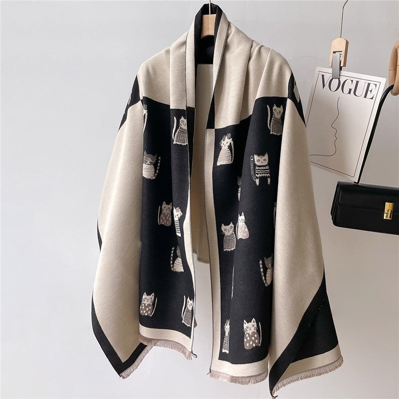 Colorful Printed Fringed Scarf