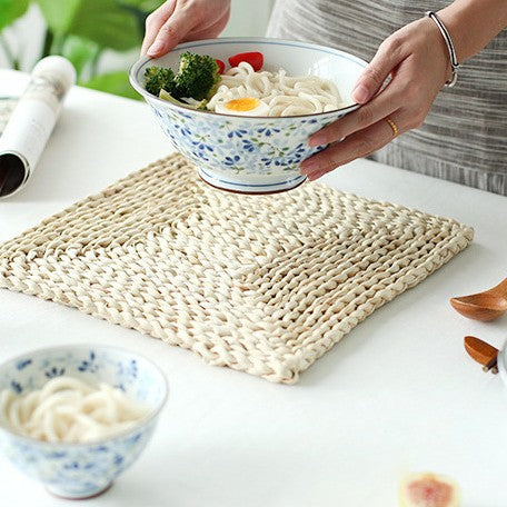Handwoven Natural Corn Husk Table Mat - 50% OFF
