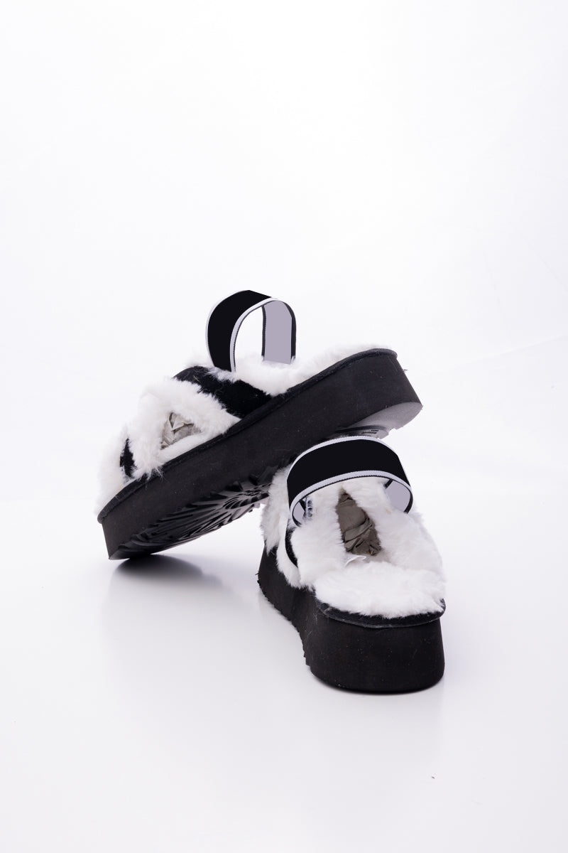Roar Wool Lined Criss-Cross Strap Slipper - White