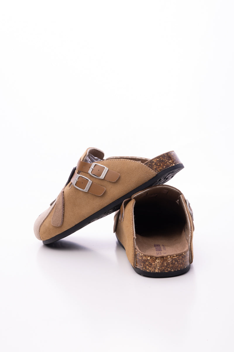 Moo Moo Baa Baa Double Strap Suede Clog - Khaki