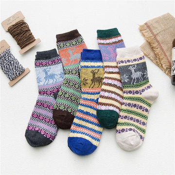 Anti-Stess Breathable Thick Print Soft Sock(A Set Of Five Pairs)