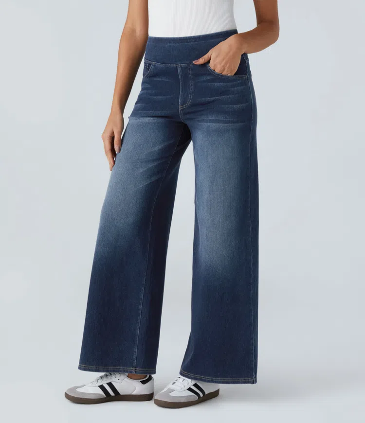 FlexiChic - Super Stretch High-Waisted Wide Leg Jeans + 50% OFF