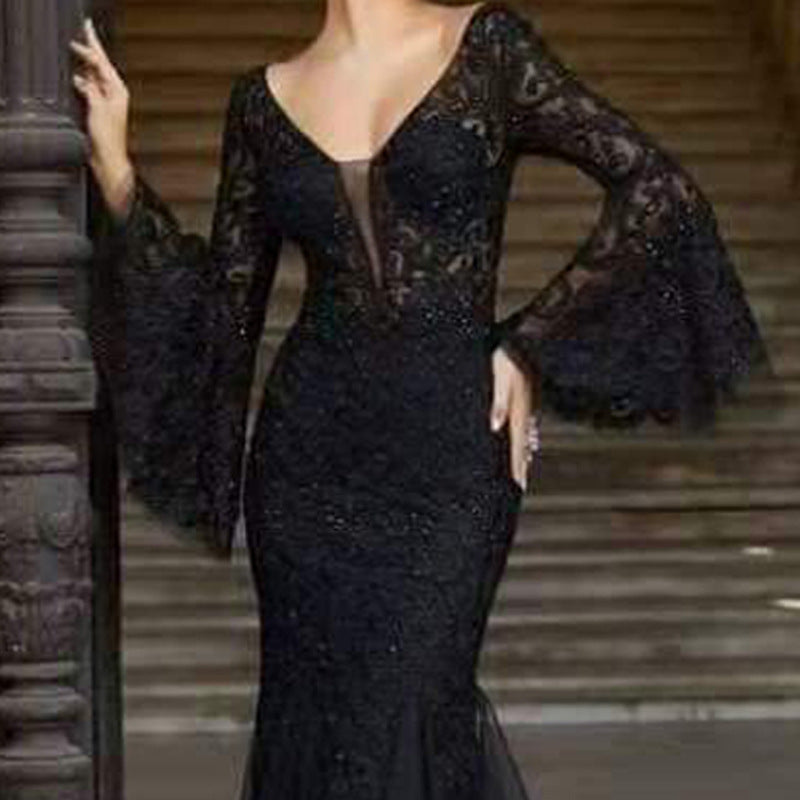 Sexy Black Mermaid Evening Party Long Dresses-Party Dresses-Free Shipping at meselling99