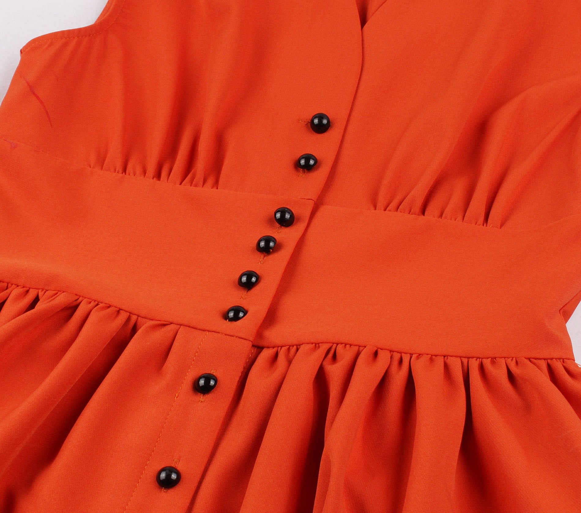 Vintage Button Floral Print High Waist Dresses-Vintage Dresses-Free Shipping at meselling99