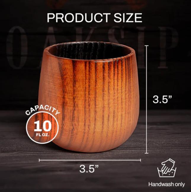 Large Capacity Wooden Mug Whiskey Glass 120ml 2pcs/Set