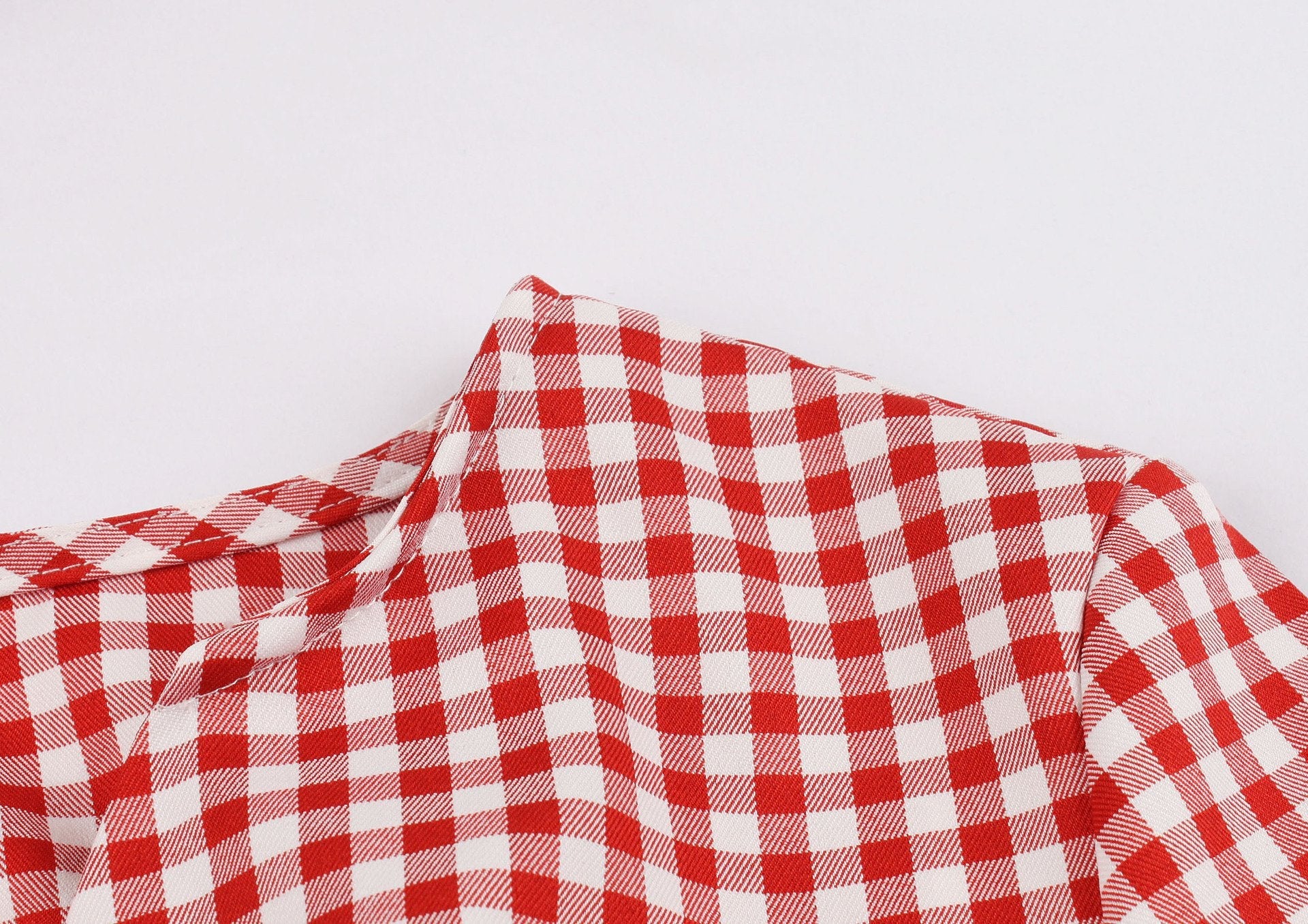 Women Half Sleeves Plaid Retro Dresses with Button-Vintage Dresses-Free Shipping at meselling99