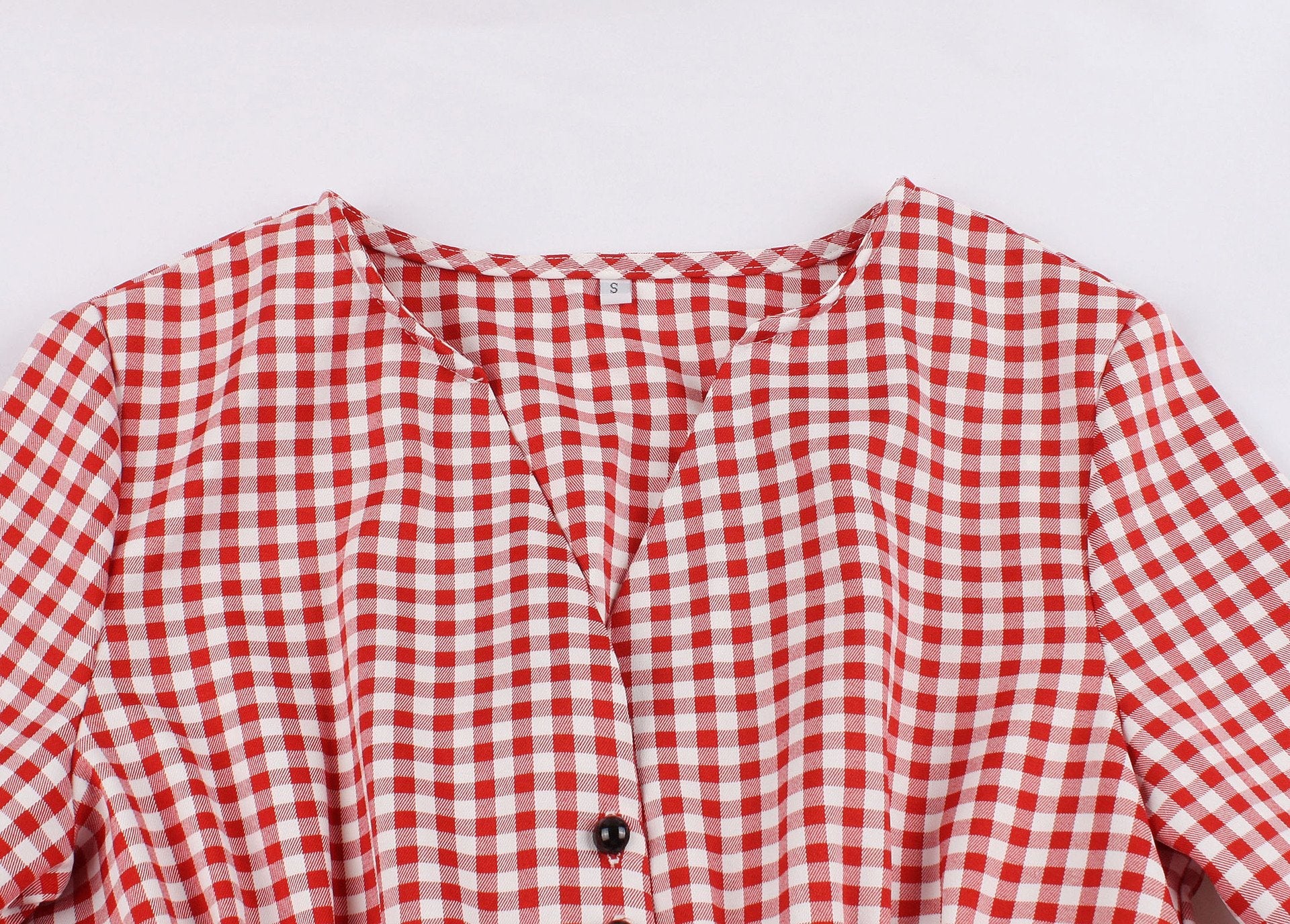 Women Half Sleeves Plaid Retro Dresses with Button-Vintage Dresses-Free Shipping at meselling99