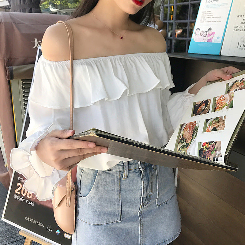 Sincere Balloon Sleeve Cold Shoulder Blouse - White