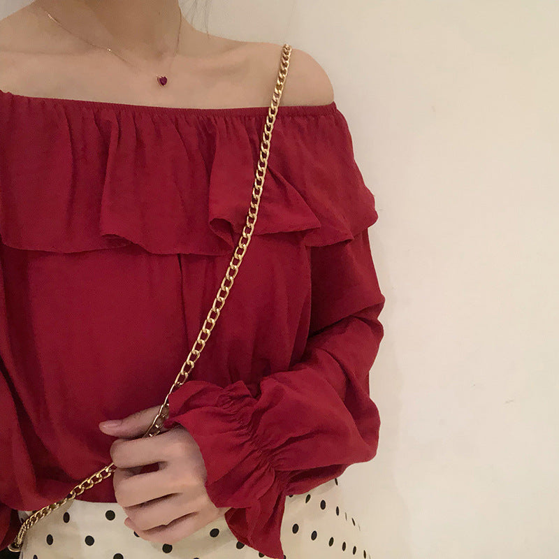 Sincere Balloon Sleeve Cold Shoulder Blouse - White