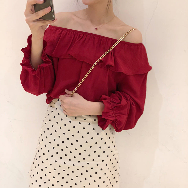 Sincere Balloon Sleeve Cold Shoulder Blouse - White