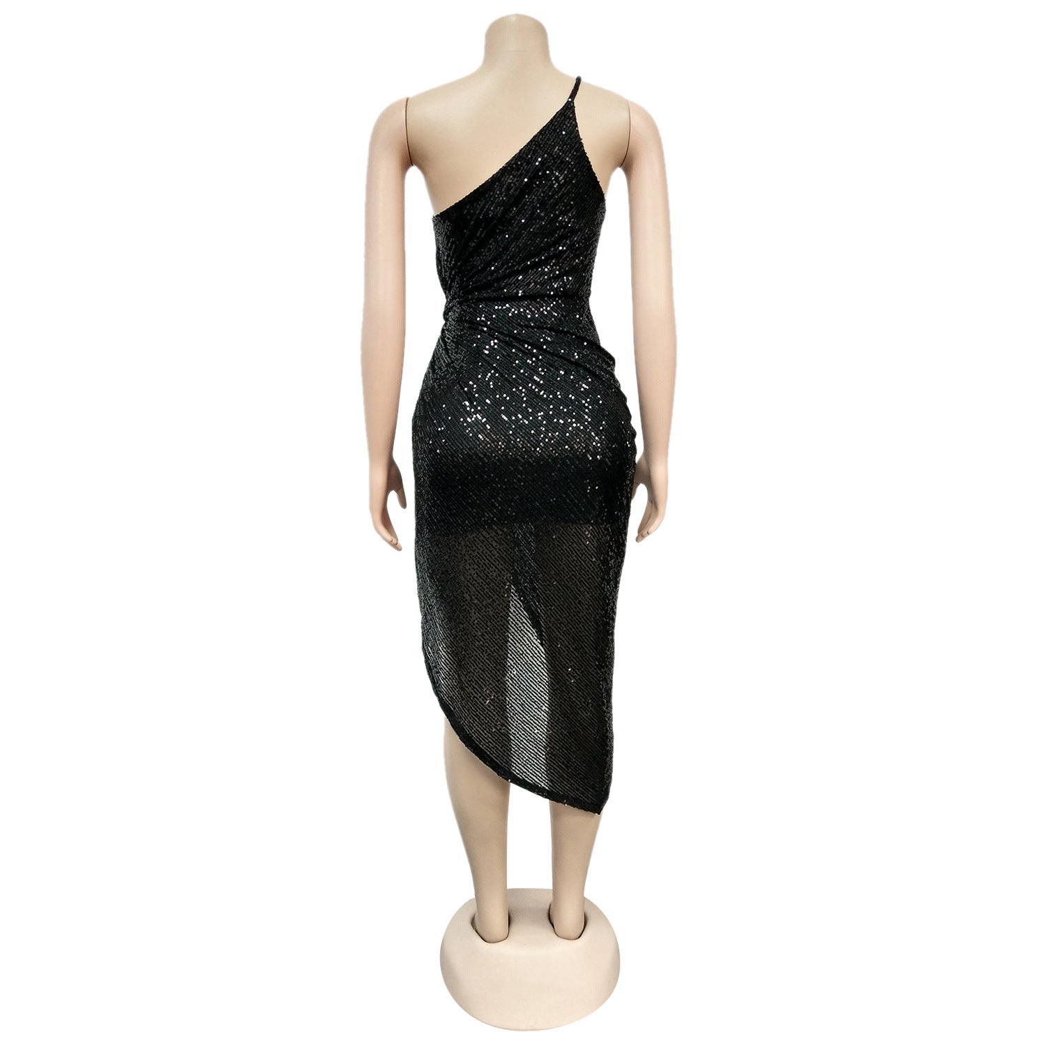 Sexy One Shoulder Sequined Irregular Party Dresses-Dresses-Free Shipping at meselling99