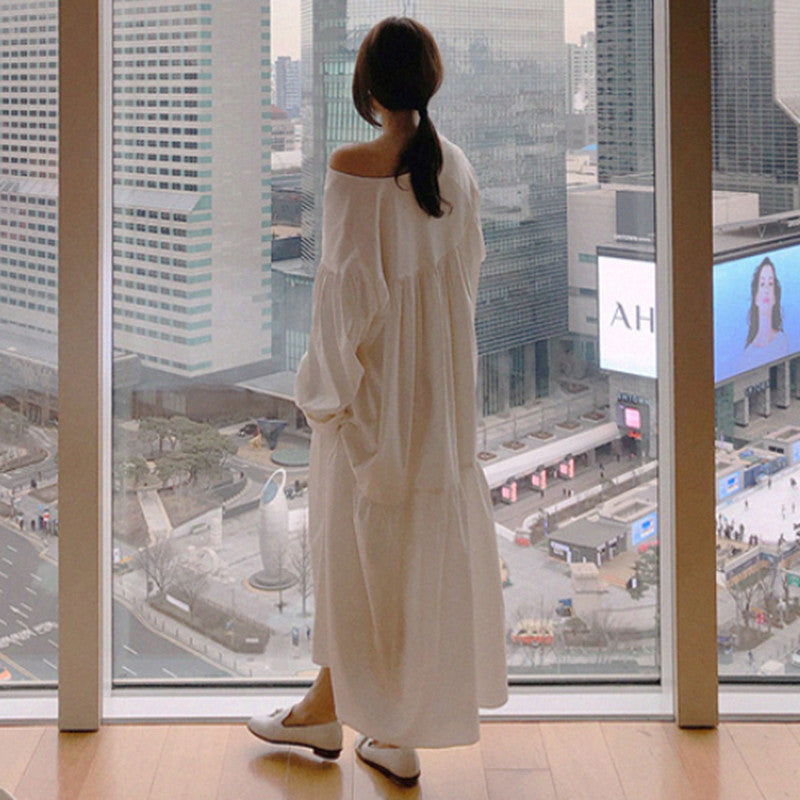 Irregular Long Sleeves Women Ruffled Long Dresses-Cozy Dresses-Free Shipping at meselling99