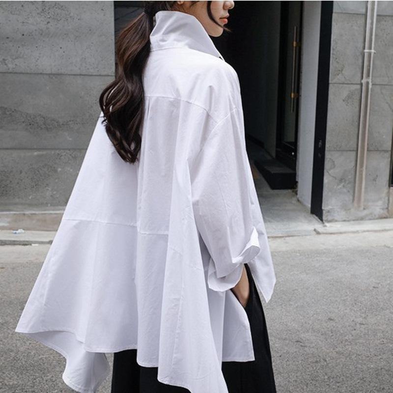 Women Summer White Loose Long Sleeves T-shirts-STYLEGOING