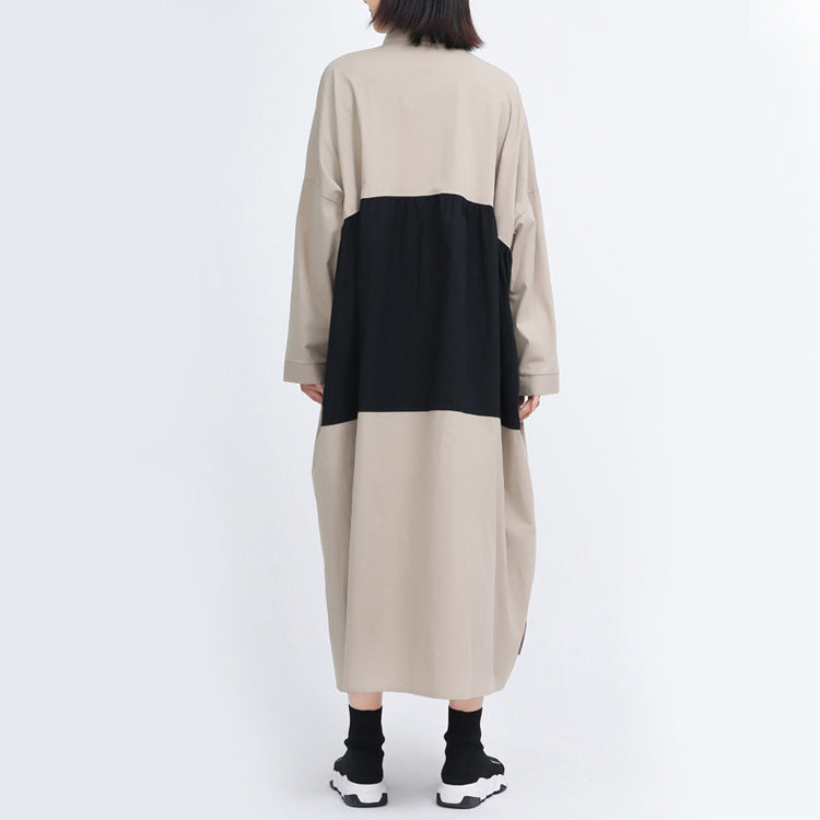 Women Causal Linen Contrast Long Cozy Fall Dresses-Cozy Dresses-Free Shipping at meselling99