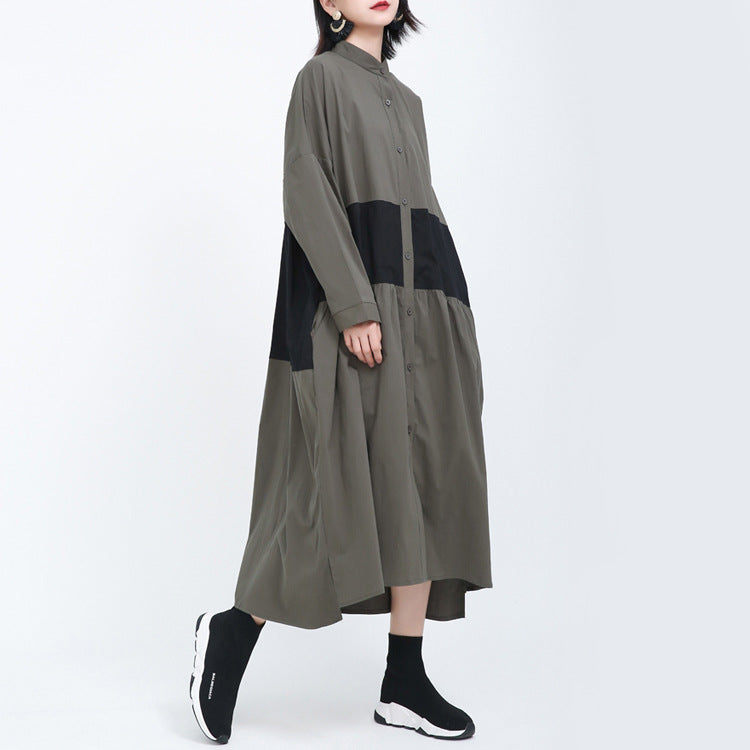 Women Causal Linen Contrast Long Cozy Fall Dresses-Cozy Dresses-Free Shipping at meselling99