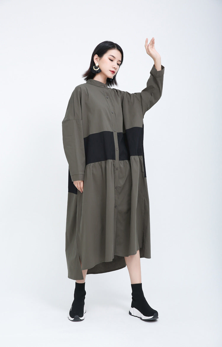 Women Causal Linen Contrast Long Cozy Fall Dresses-Cozy Dresses-Free Shipping at meselling99