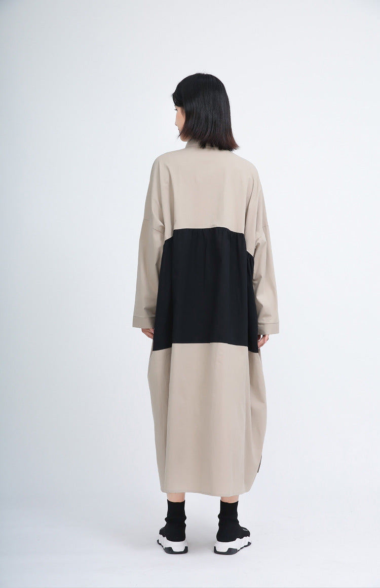 Women Causal Linen Contrast Long Cozy Fall Dresses-Cozy Dresses-Free Shipping at meselling99