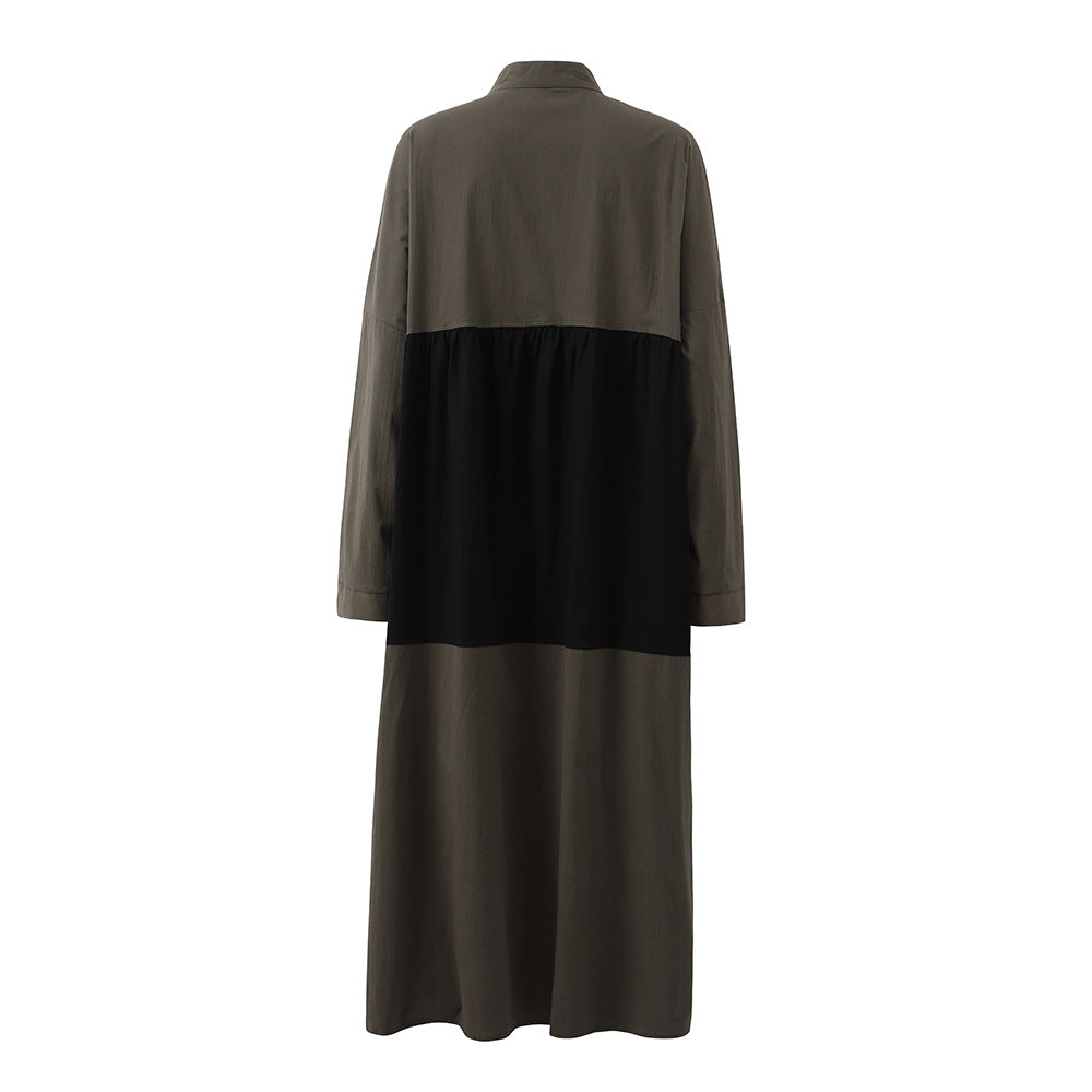 Women Causal Linen Contrast Long Cozy Fall Dresses-Cozy Dresses-Free Shipping at meselling99