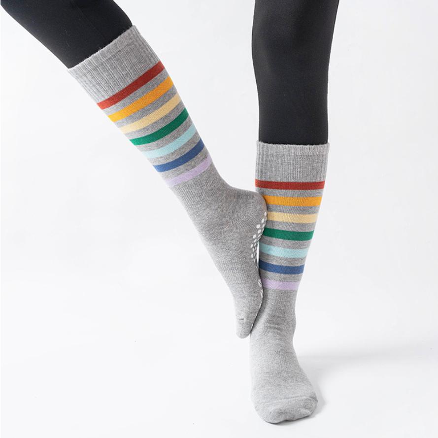 Women Rainbow Non-Slip Grips Socks 3 Pairs/Pack