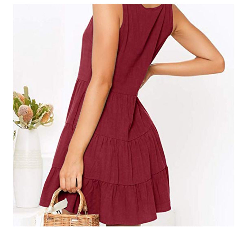 Summer Button Sleeves Daily Dresses