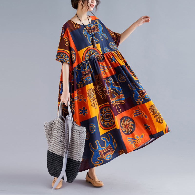 Summer Plus Sizes Print Long Maxi Dresses-Dresses-The same as picture-One Size-Free Shipping at meselling99