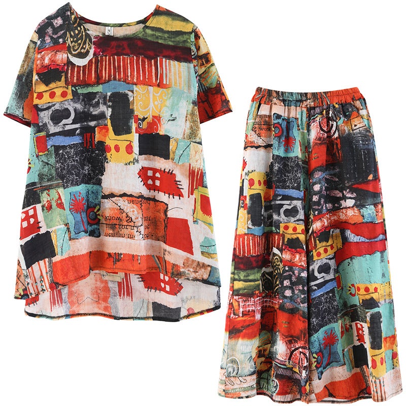 Casual Summer Short Sleeves Blouses and Pants Sets-Suits-Free Shipping at meselling99