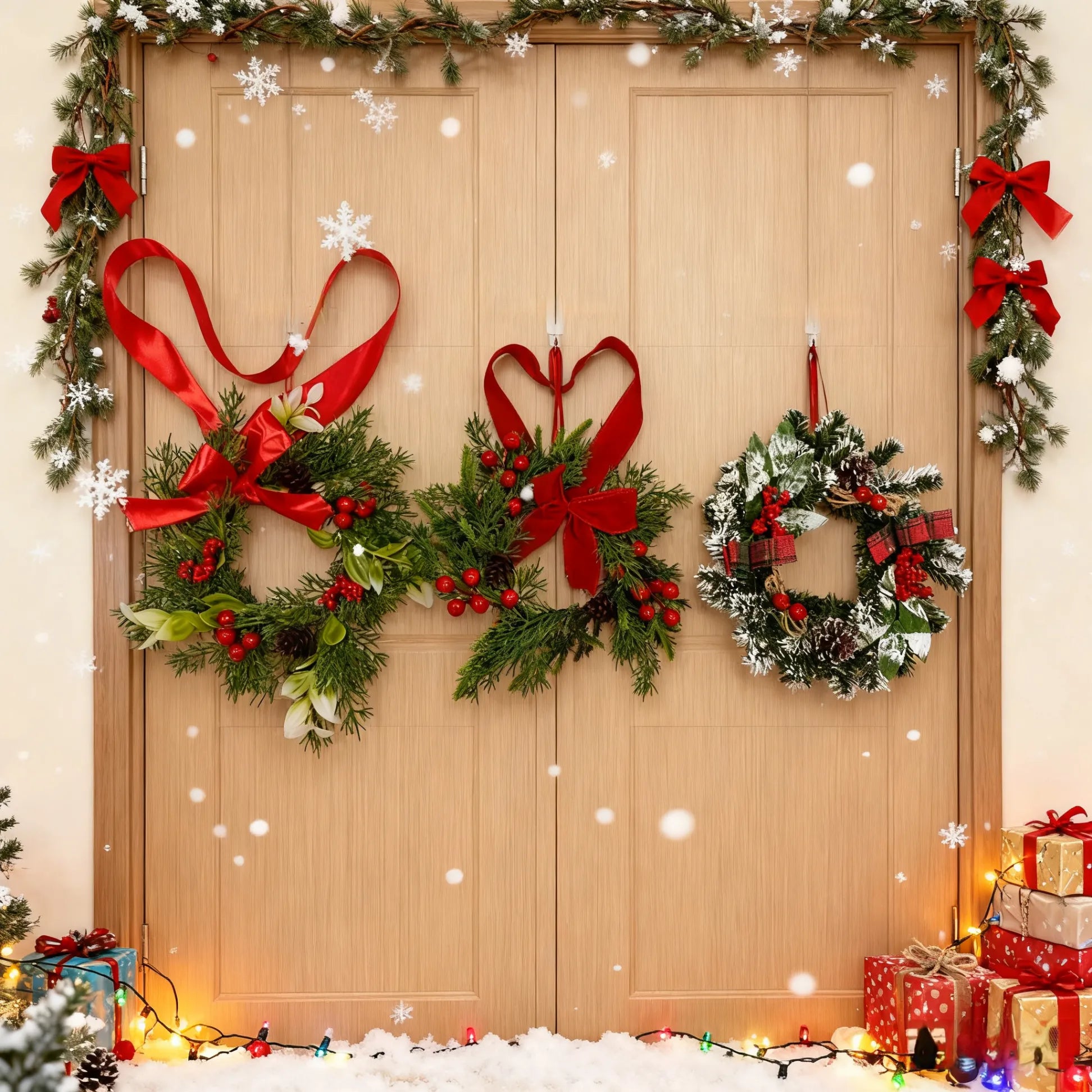 The FestiveFarmhouse Wreath Set - Christmas Charm in a 4-Pack + 50% OFF