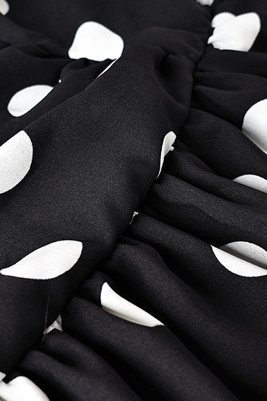 Elegant Polka Dot Strapless Bodycon Maxi Dress