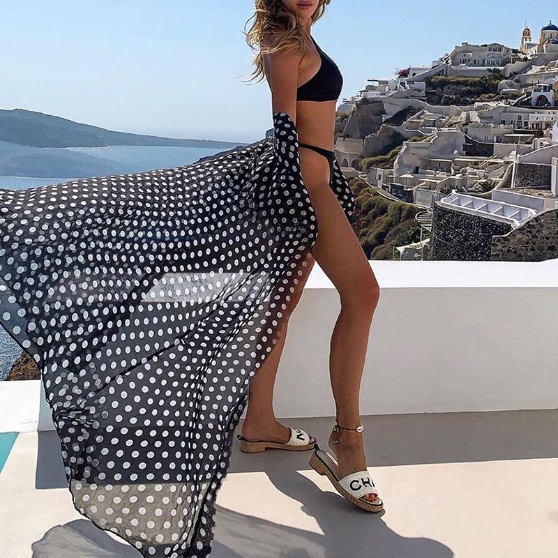 Chiffon Polka Dot Cardigan Beach Covers-STYLEGOING