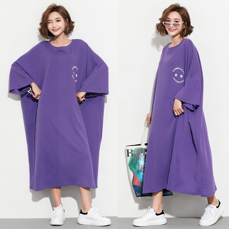 Fashion Plus Sizes Face Print Cozy T Shirt Dresses-Dresses-Free Shipping at meselling99