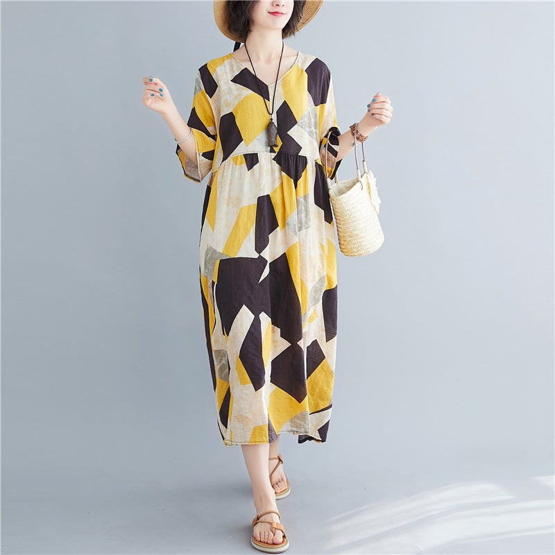 Casual Summer Women Linen Plus Sizes Long Dresses-Dresses-The same as picture-One Size-Free Shipping at meselling99