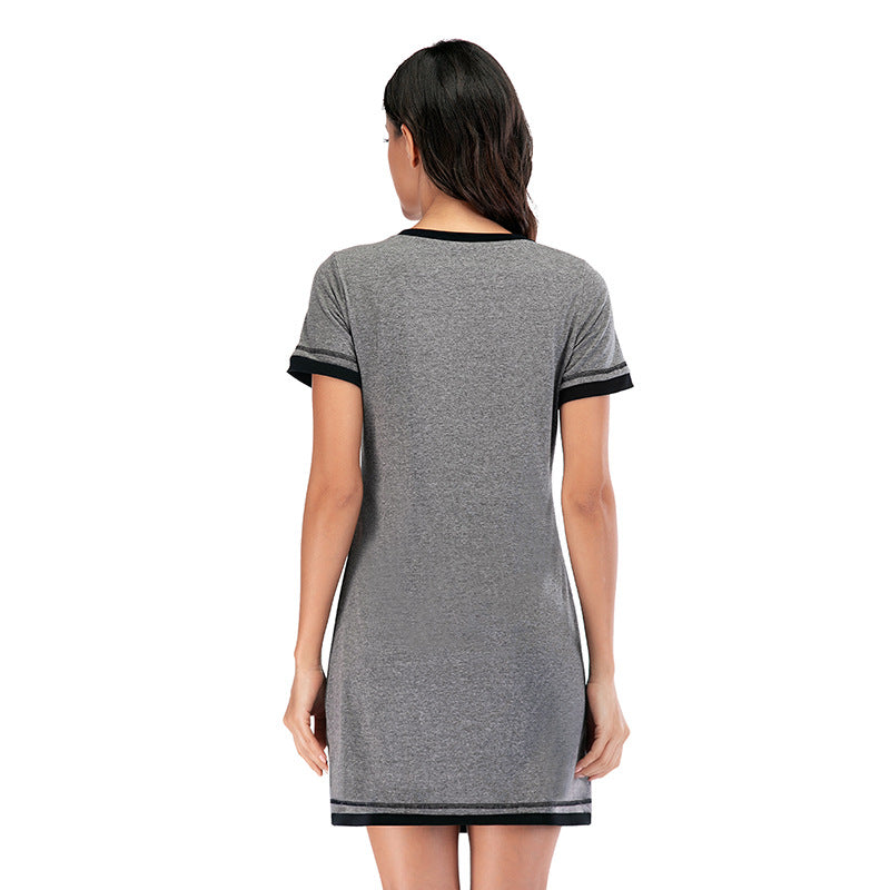 Casual Cotton Short Sleeves Sleepwear Dresses