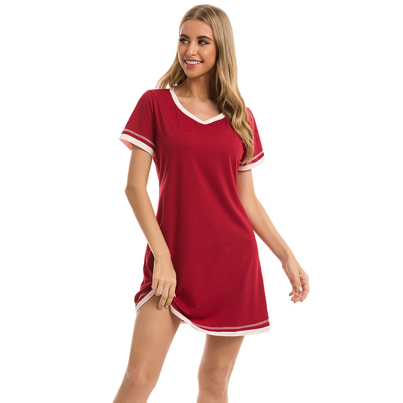 Casual Cotton Short Sleeves Sleepwear Dresses
