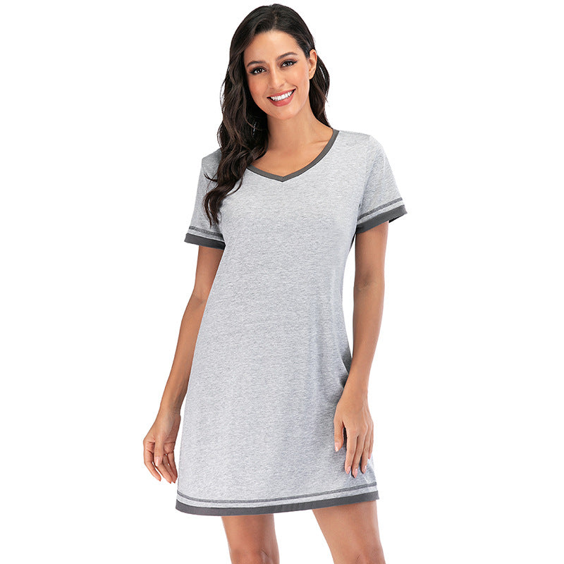 Casual Cotton Short Sleeves Sleepwear Dresses