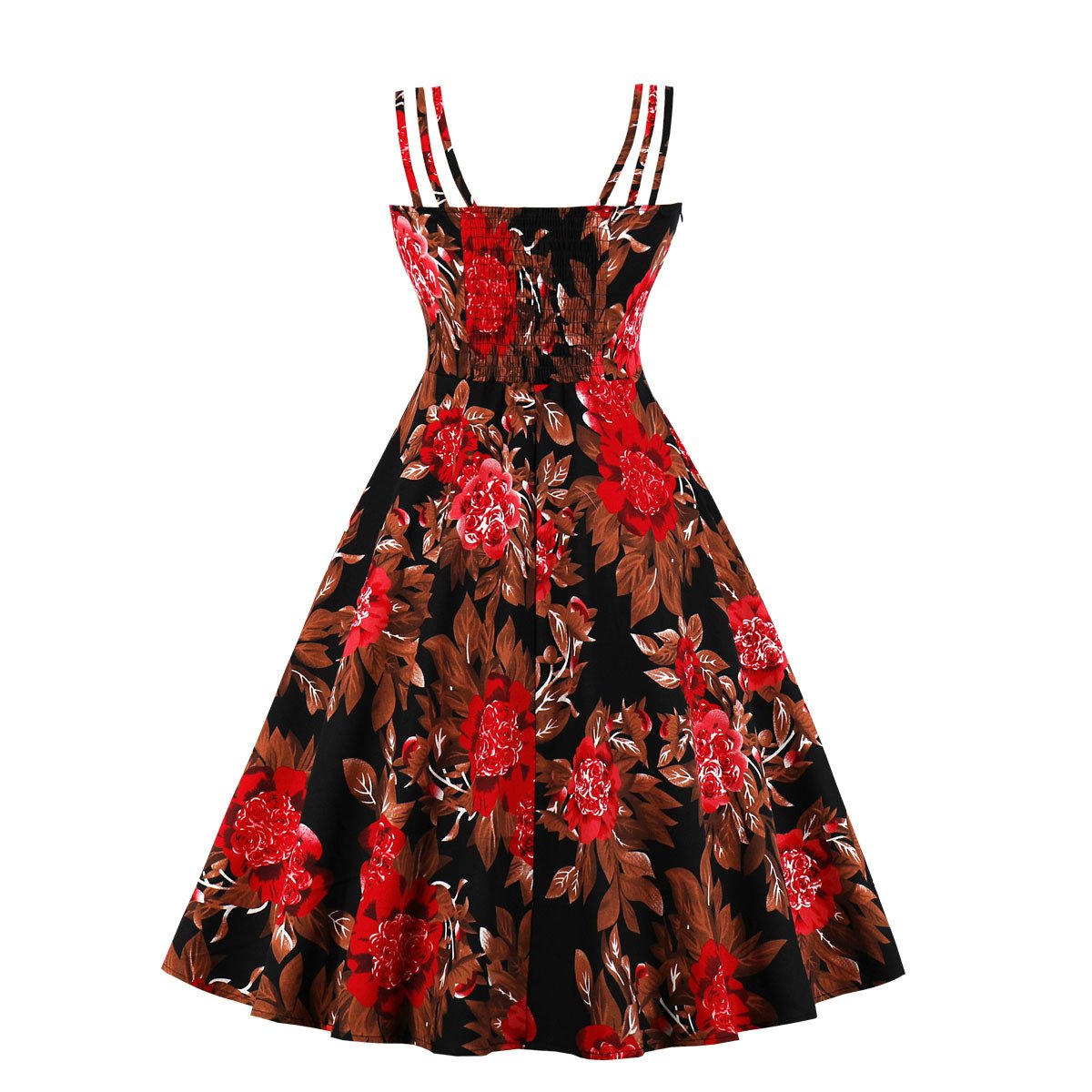 Women Summer Floral Print Retro Dresses-Vintage Dresses-Free Shipping at meselling99
