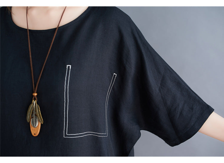 Summer Linen Plus Sizes Black Cozy Dresses-Dresses-Free Shipping at meselling99