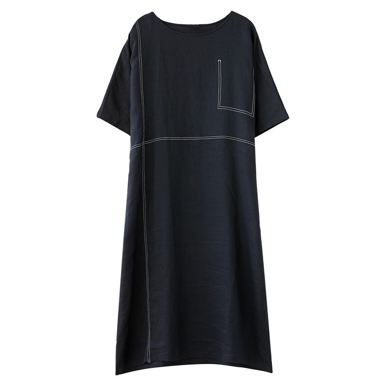 Summer Linen Plus Sizes Black Cozy Dresses-Dresses-Free Shipping at meselling99