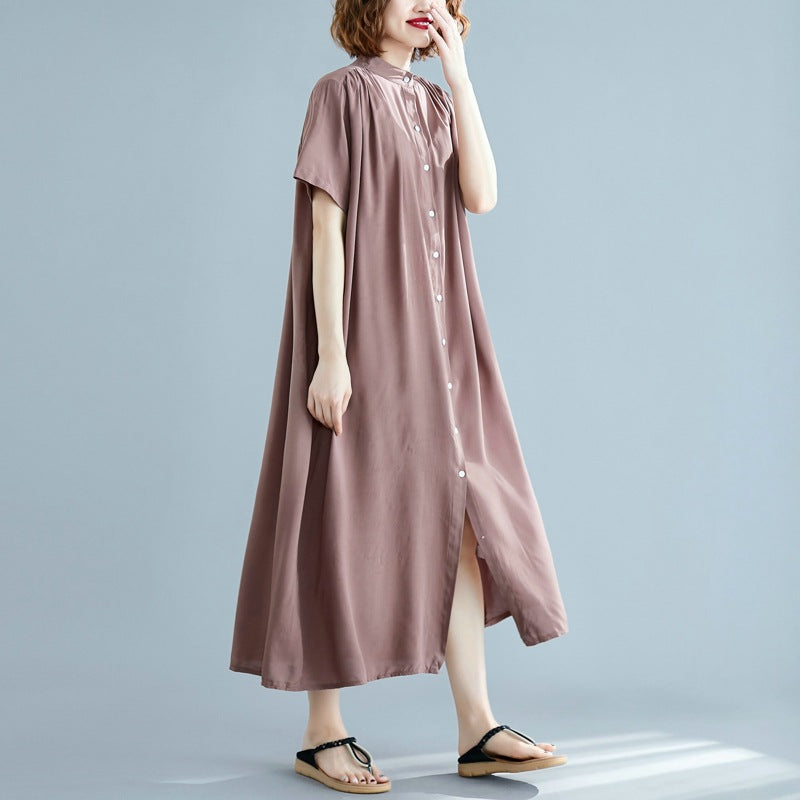 Simple Design Summer Plus Sizes Long Shirt Dresses-Dresses-Free Shipping at meselling99