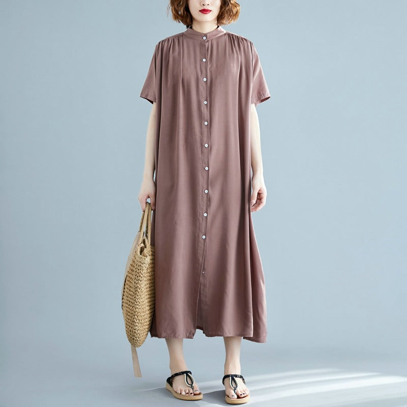 Simple Design Summer Plus Sizes Long Shirt Dresses-Dresses-Free Shipping at meselling99