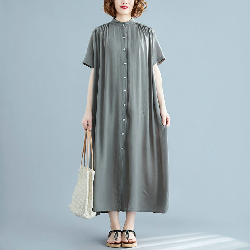 Simple Design Summer Plus Sizes Long Shirt Dresses-Dresses-Free Shipping at meselling99