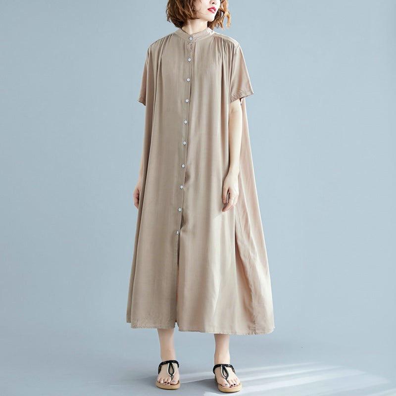 Simple Design Summer Plus Sizes Long Shirt Dresses-Dresses-Free Shipping at meselling99