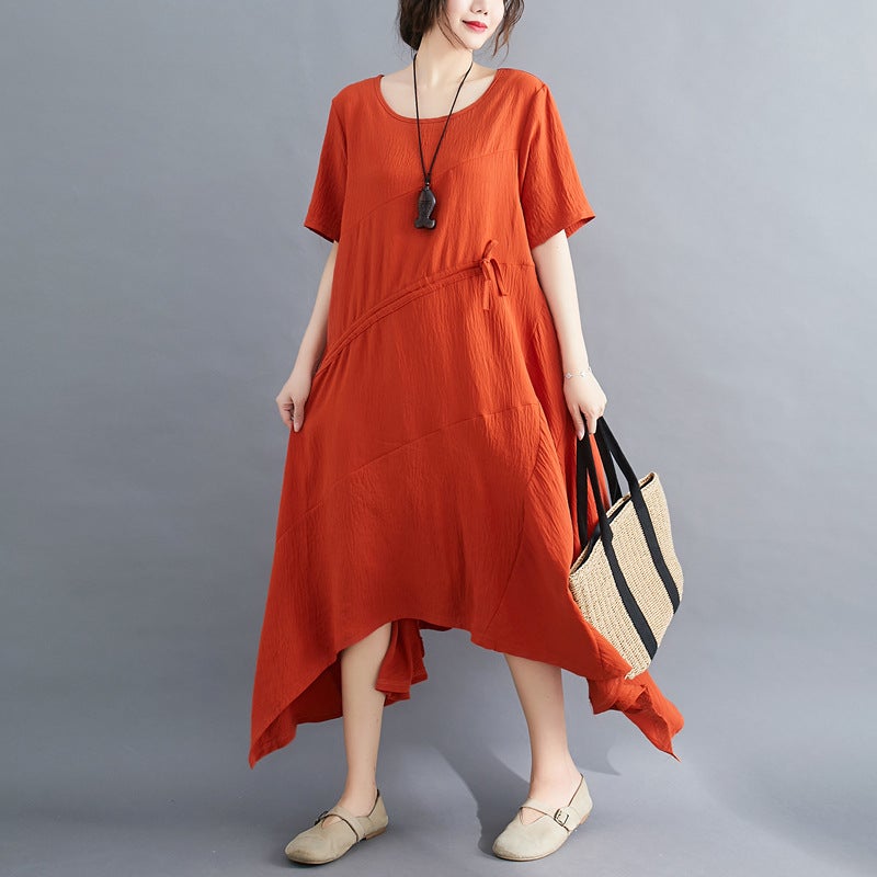 Vintage Irregular Linen Plus Sizes Long Maxi Dresses-Dresses-Free Shipping at meselling99