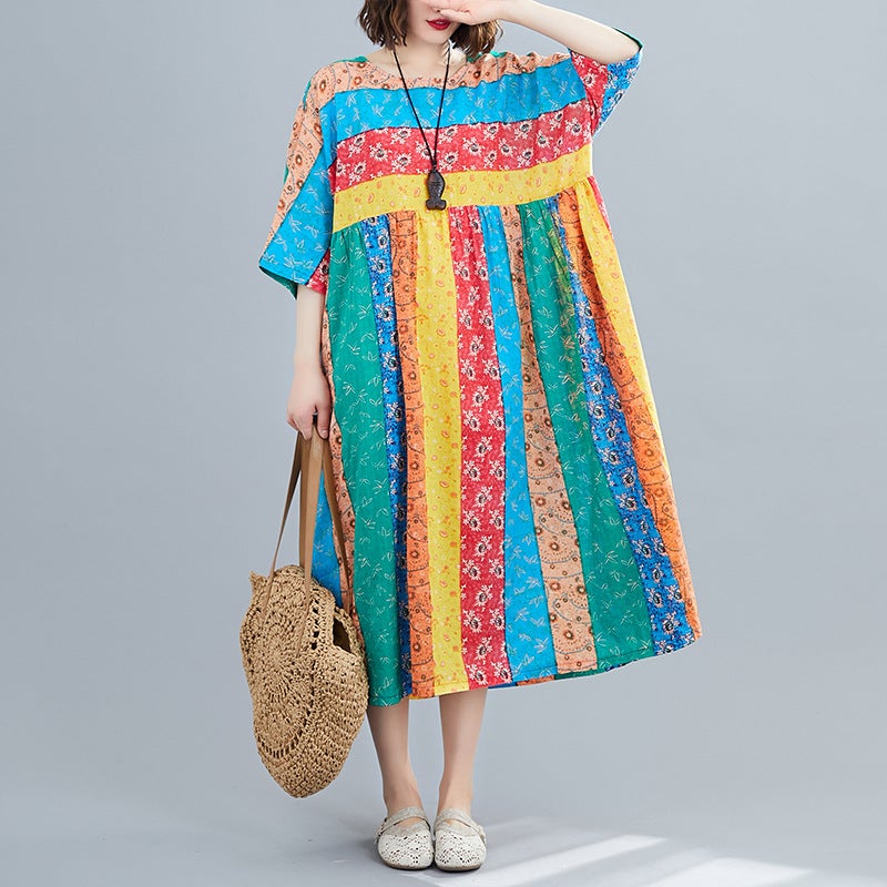 Women Summer Linen Plus Sizes Midi Dresses-Dresses-Free Shipping at meselling99