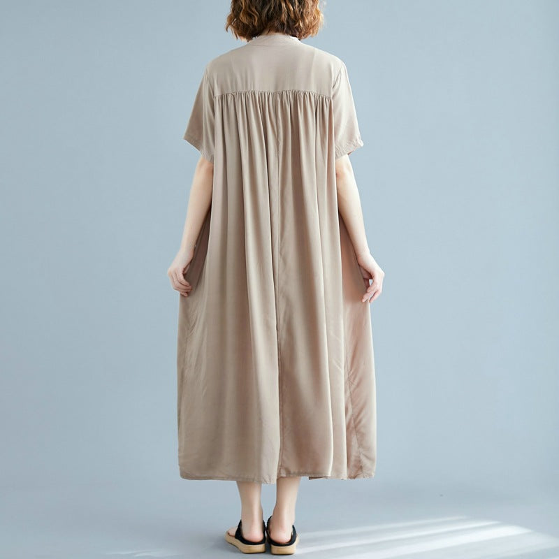 Simple Design Summer Plus Sizes Long Shirt Dresses-Dresses-Free Shipping at meselling99