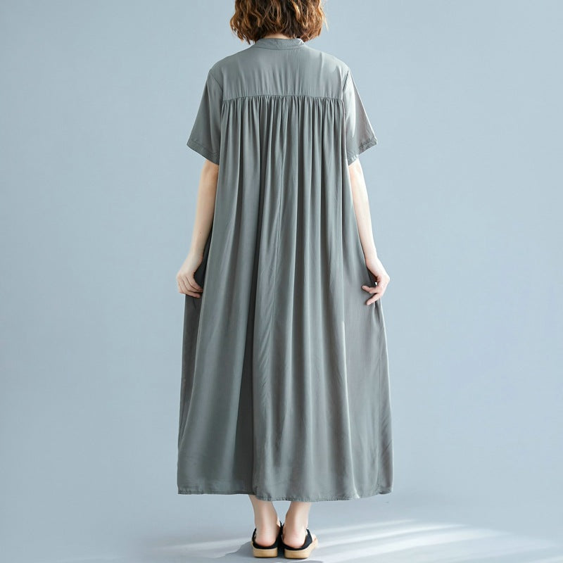 Simple Design Summer Plus Sizes Long Shirt Dresses-Dresses-Free Shipping at meselling99