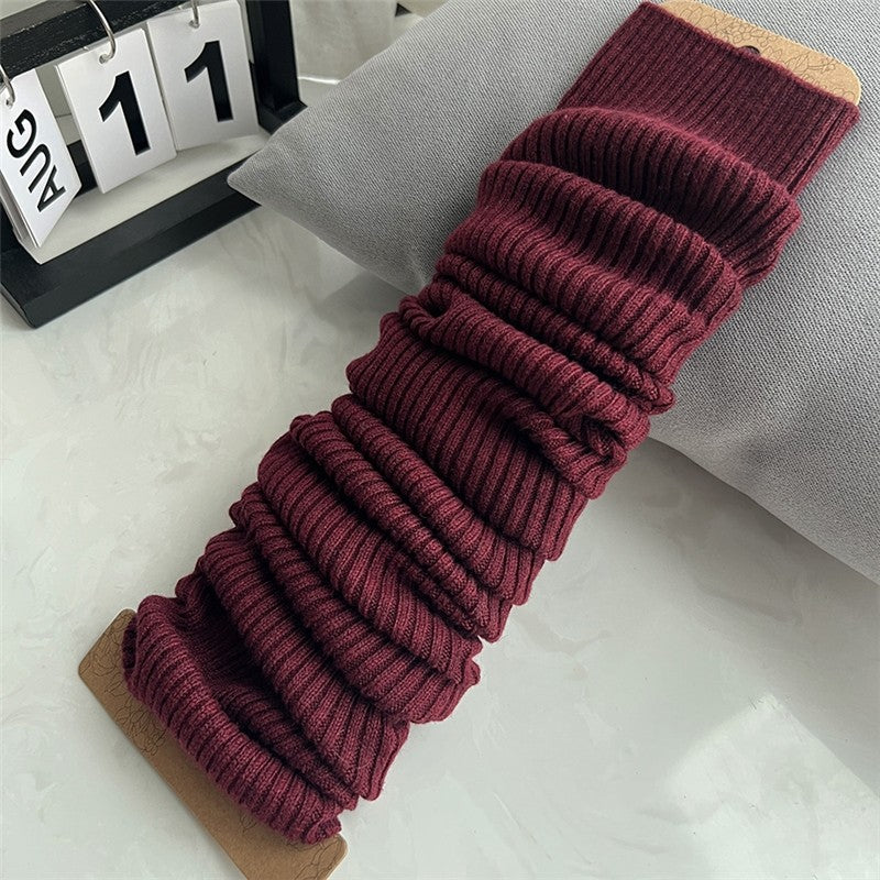 Long Knitted Leg Sleeves In Solid Color